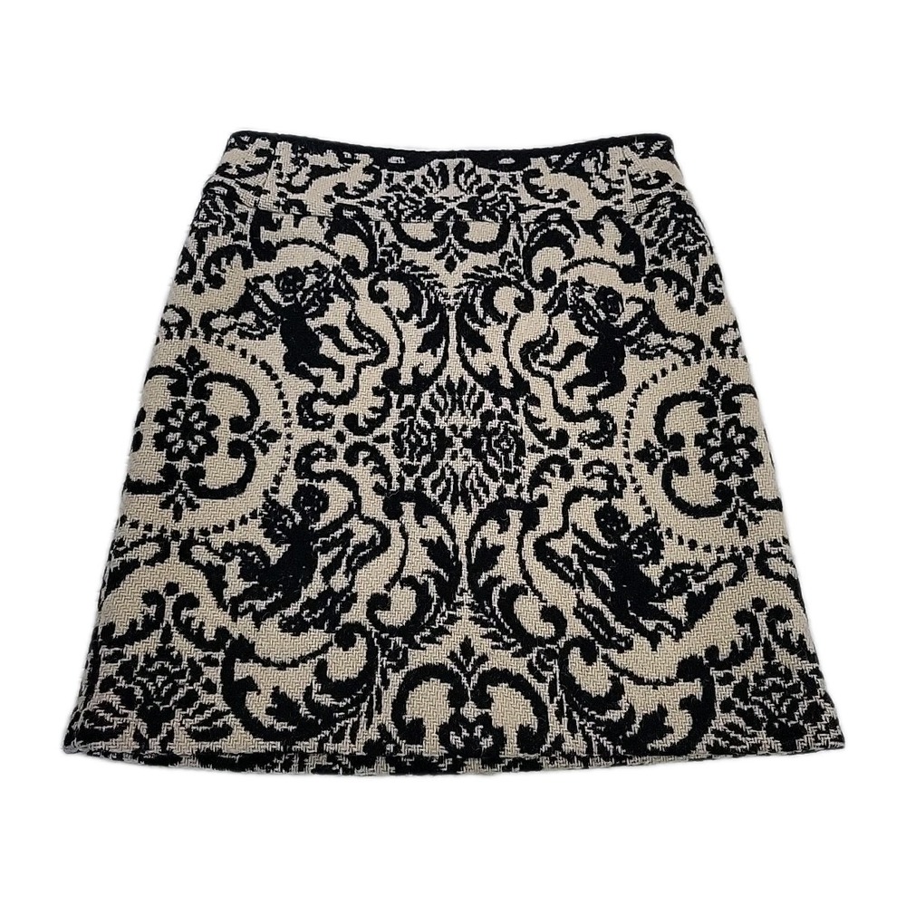 J. McLaughlin | Women's 100% Wool BLACK IVORY‎ Pencil Skirt Sz 4